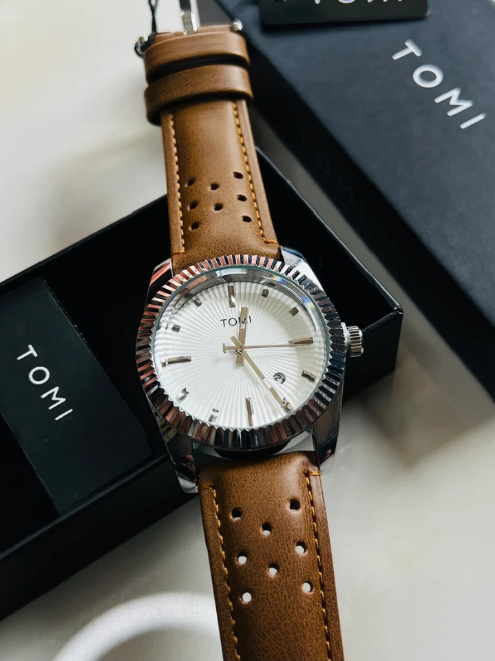 Tomi Brown Silver T0-98 Quartz Watch